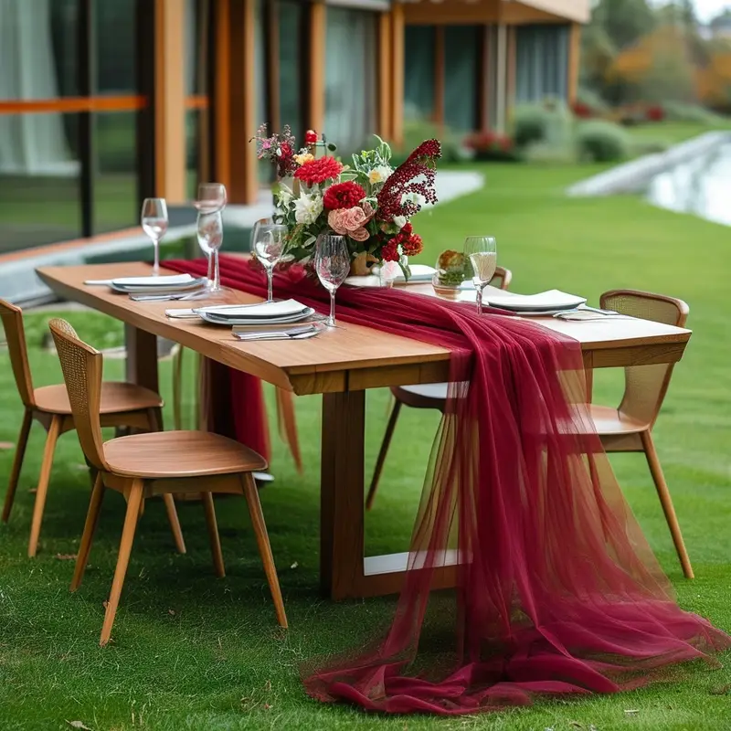 Christmas Table Runner - Gauze Table Runner Sheer Arch Wedding