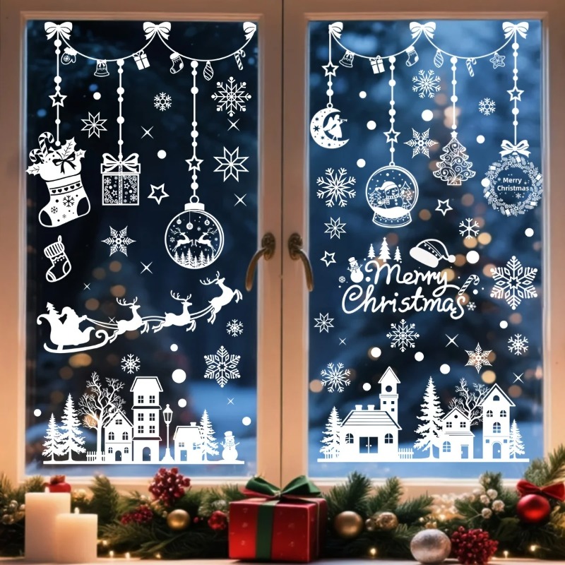 Snowflake Window Decal - 196pcs/9 Sheets Christmas Static Cling Window