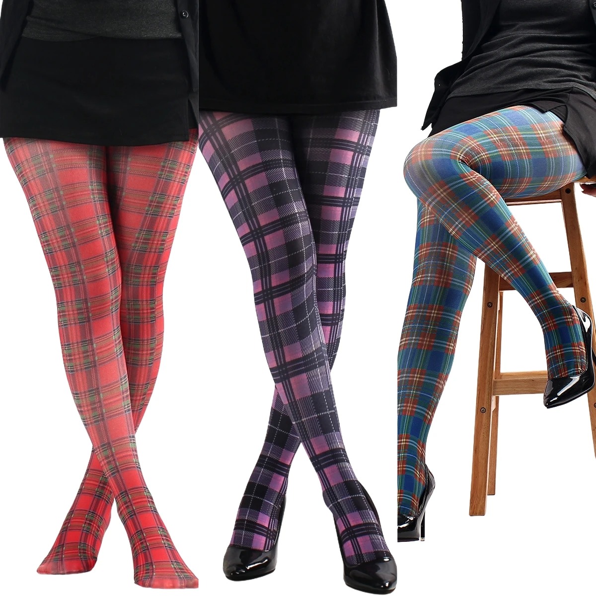 Christmas Throw Blanket - Fashion Women's Classic Plaid Printed Pantyhose