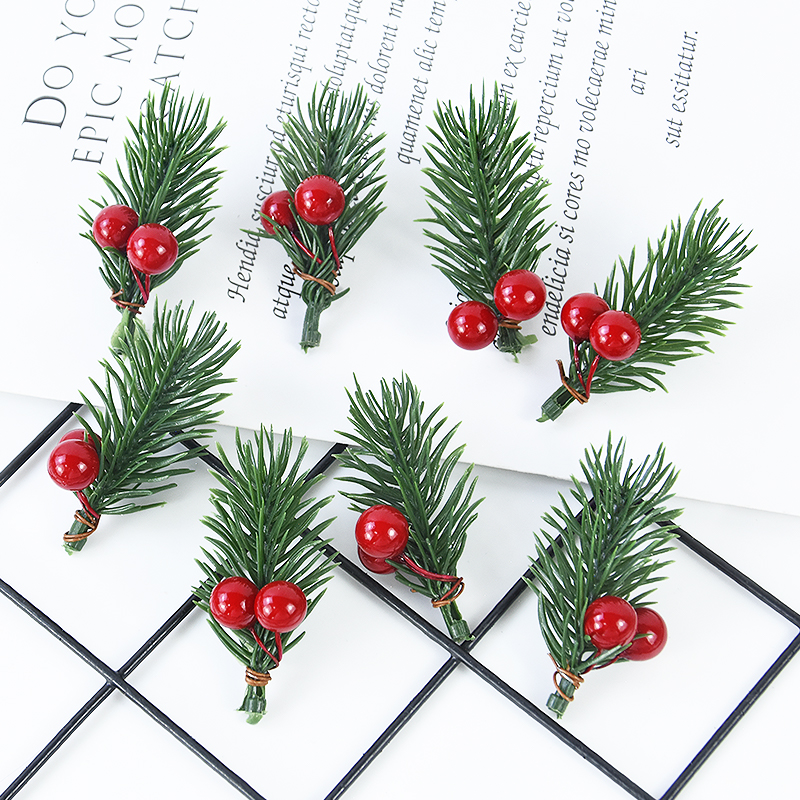 Christmas Wreath Fake - 10pcs Christmas Berry Pine Cone Holly