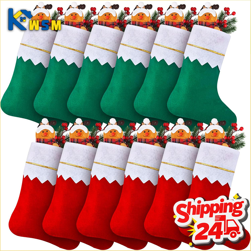Christmas Stocking Hanging - Double Sided Gold Trim Christmas Stockings