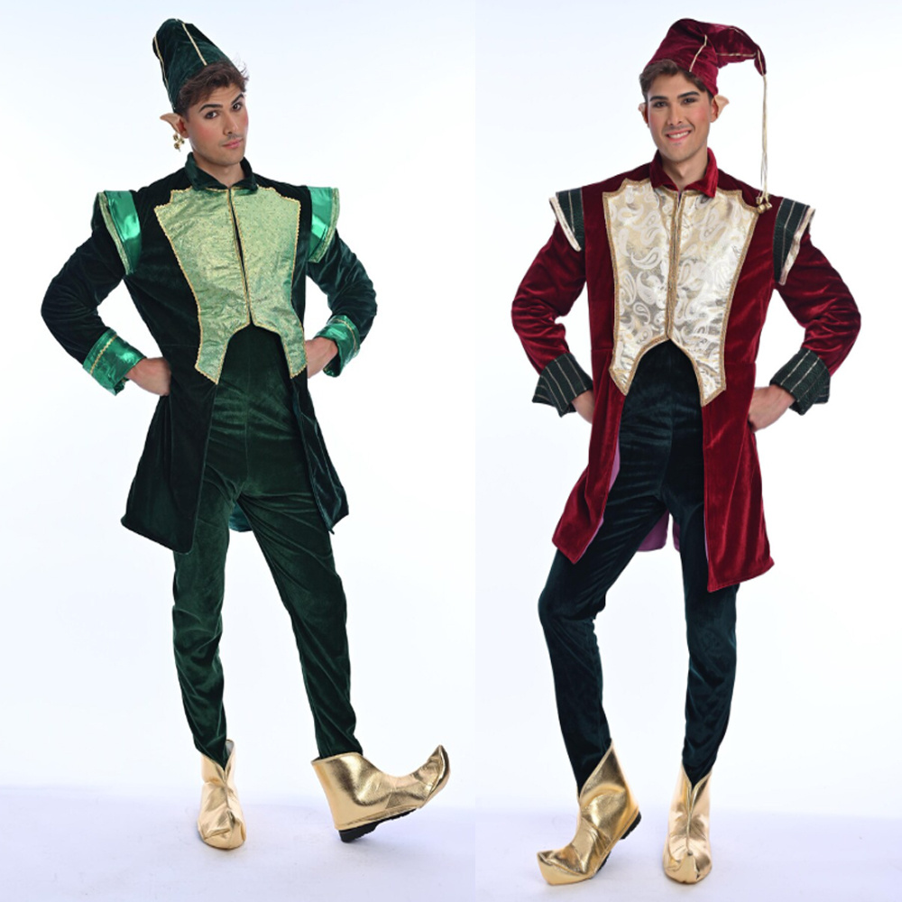 Elf Costume Christmas - Luxury Velvet Santa Claus Christmas Elf