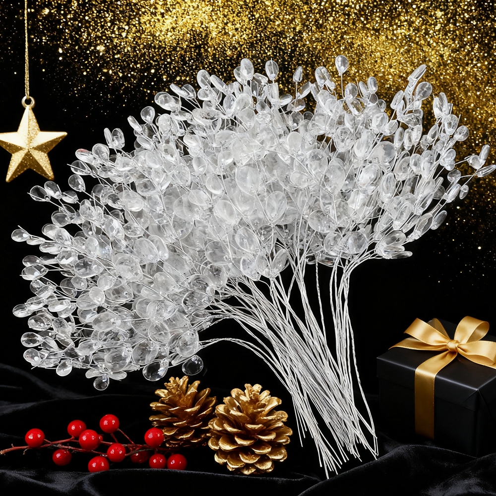 Christmas Tree Artificial - 50/100pc Artificial Flower Acrylic Water Droplet