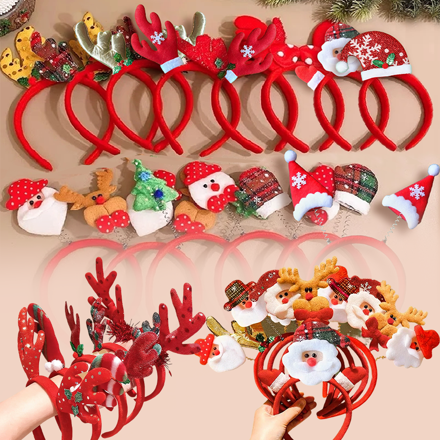 Reindeer Antlers Headband - 1-15pcs Christmas Headbands Snowman Reindeer Antlers