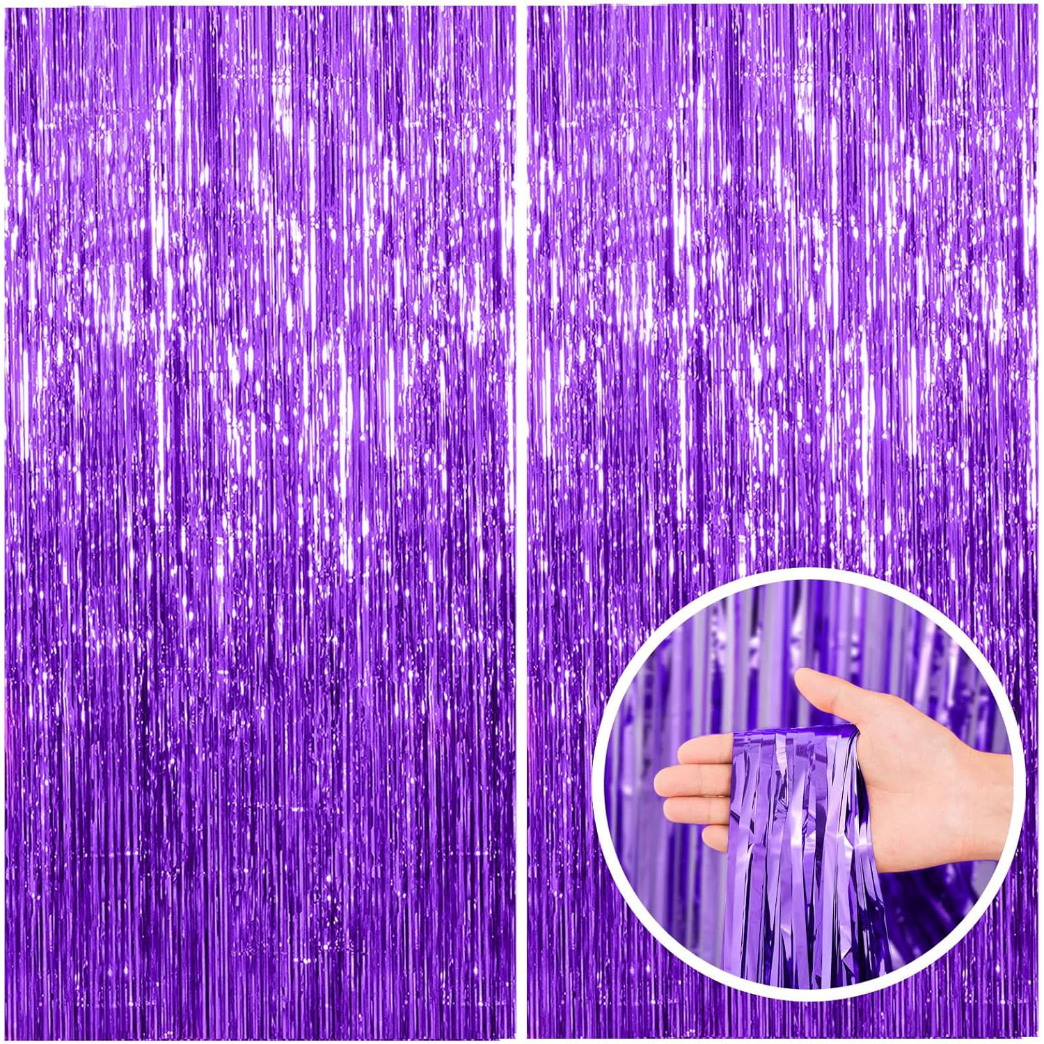 Tinsel Garland Decoration - 2 Pcs Purple Backdrop Tinsel Streamers