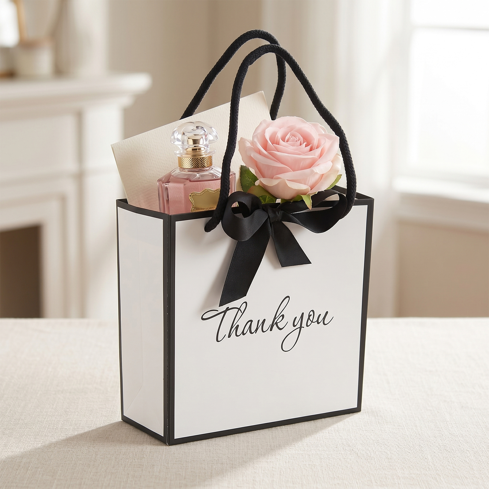 Ribbon Bow Gift - 50Pcs Thank You Gift Bag with