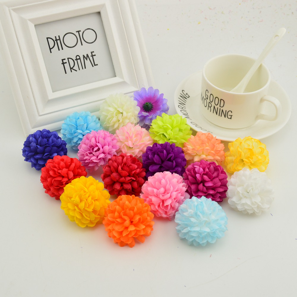 Christmas Wreath Fake - 200PCS 5CM Silk Chrysanthemum Artificial Flowers