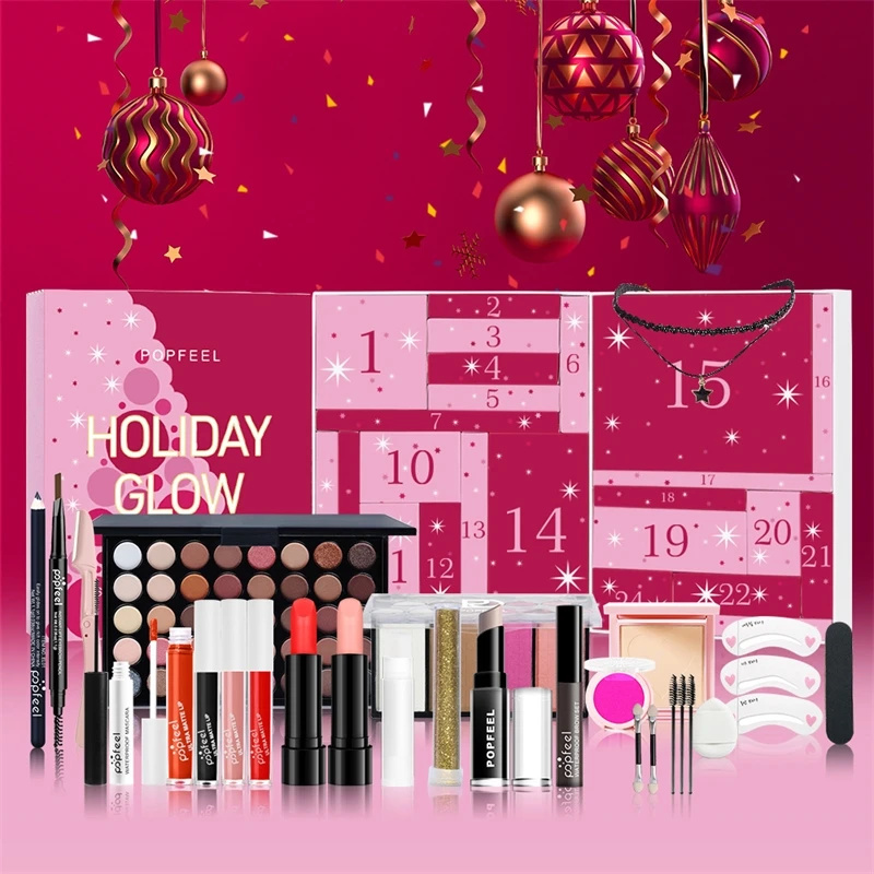 Advent Calendar Gift - Christmas Countdown Makeup Set Lipstick Eye