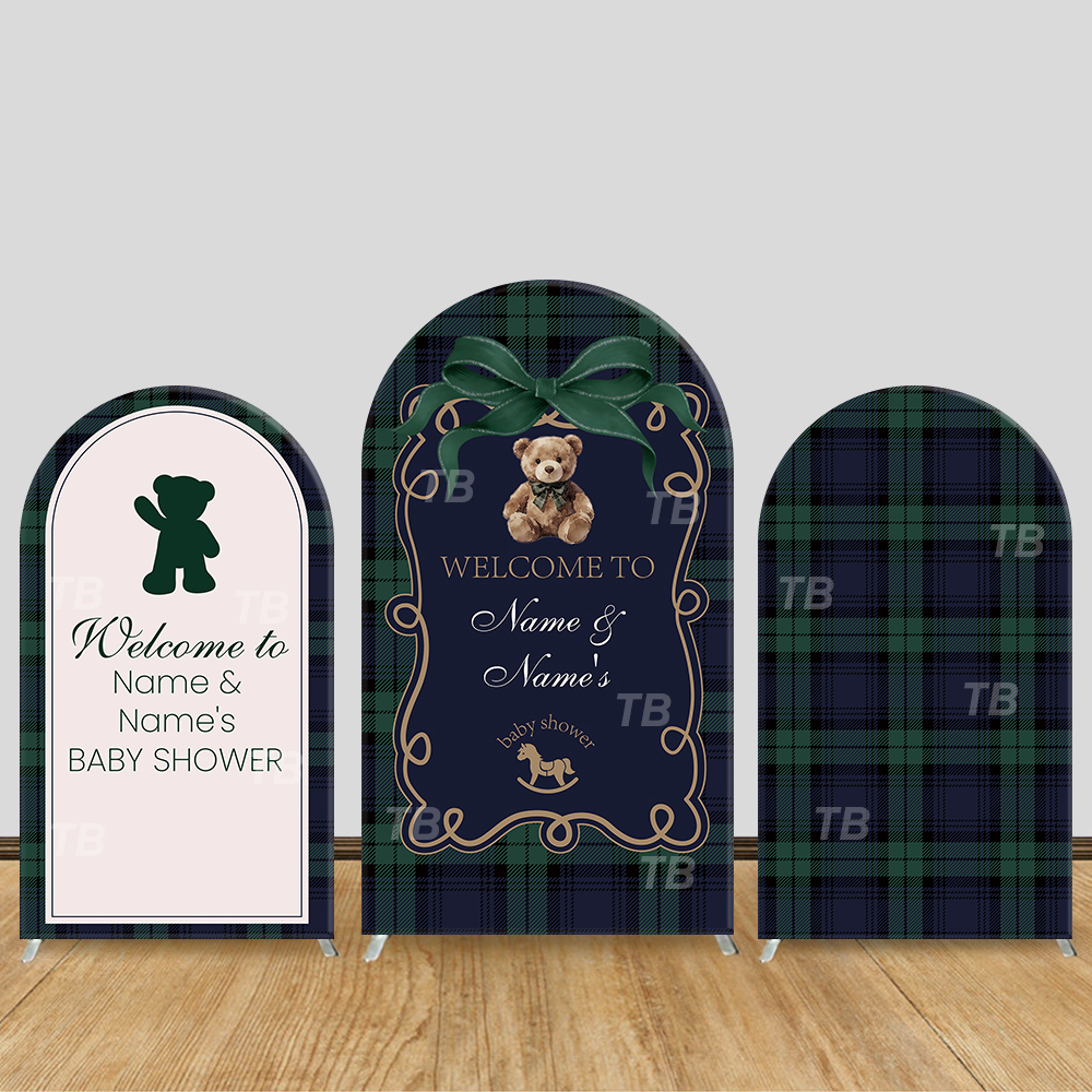 Christmas Throw Blanket - Teddy Bear Plaid Theme Arch Backdrop