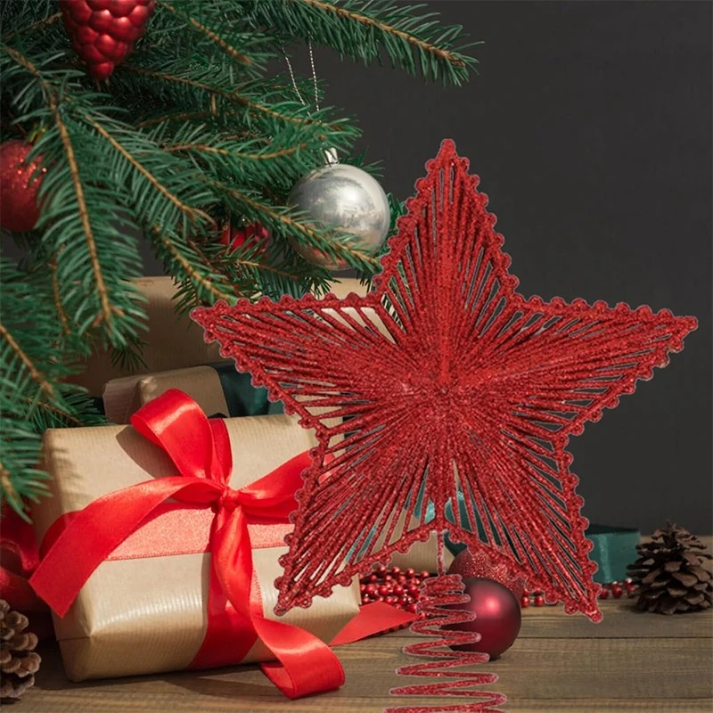 25cm Red Glitter Christmas Tre - Star Tree Topper 评论和价格