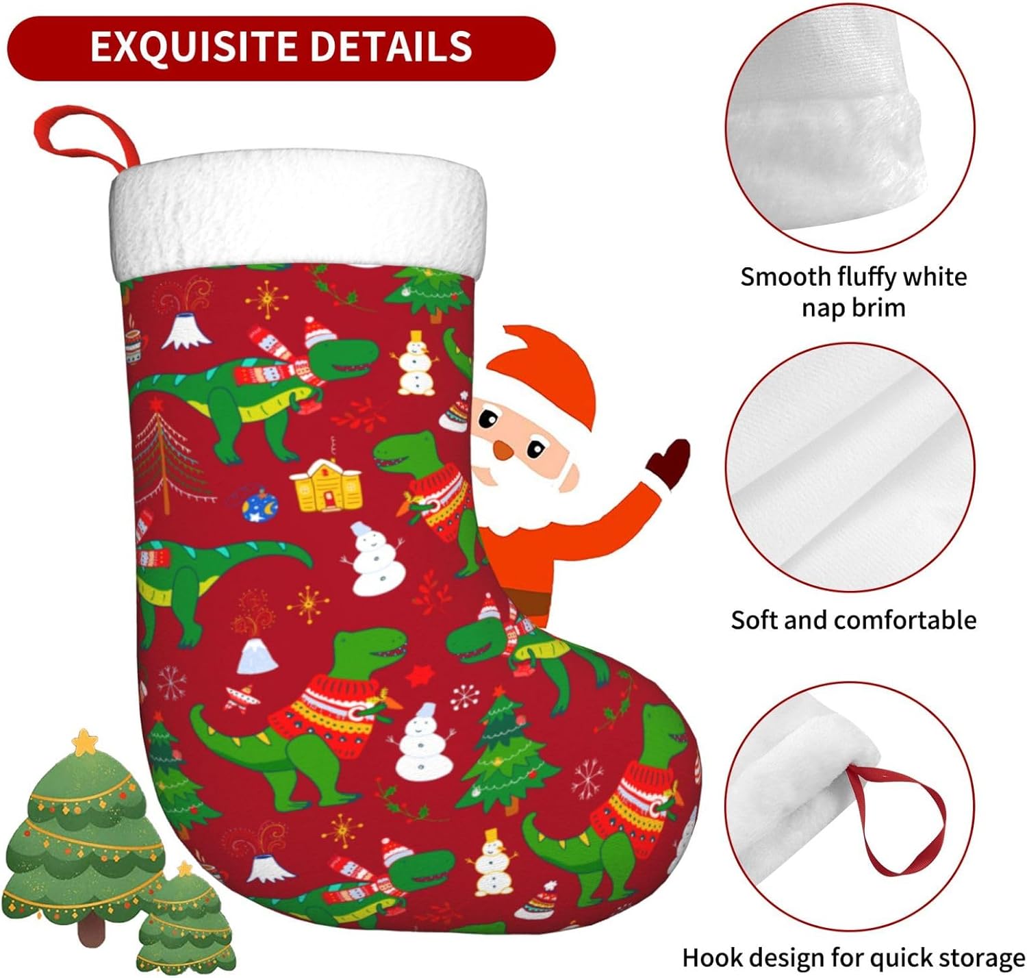 Cute Christmas Dinosaur Christ - Christmas Stocking Hanging 评论和价格