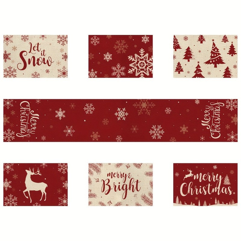 7-Piece Christmas Placemat and - Christmas Table Runner 评论和价格