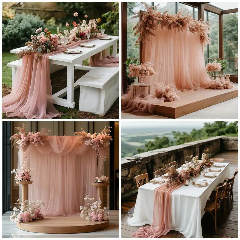 Gauze Table Runner Sheer Arch  - Christmas Table Runner 评论和价格
