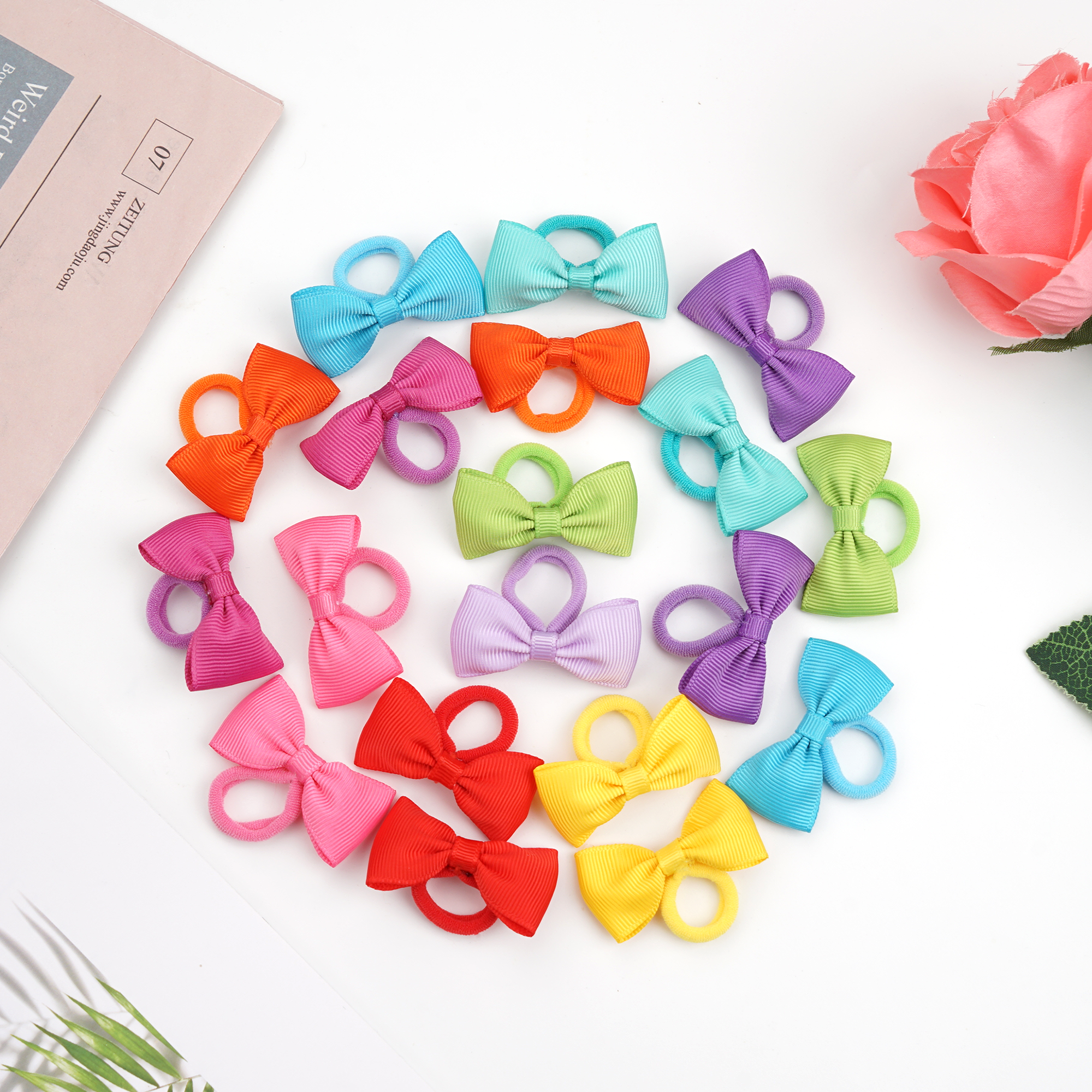 40/60/80 Baby Girls Hair Ties  - Ribbon Bow Gift 评论和价格