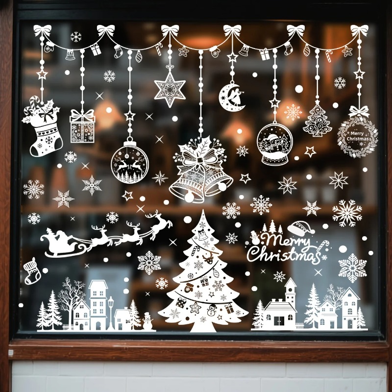 196pcs/9 Sheets Christmas Stat - Snowflake Window Decal 评论和价格