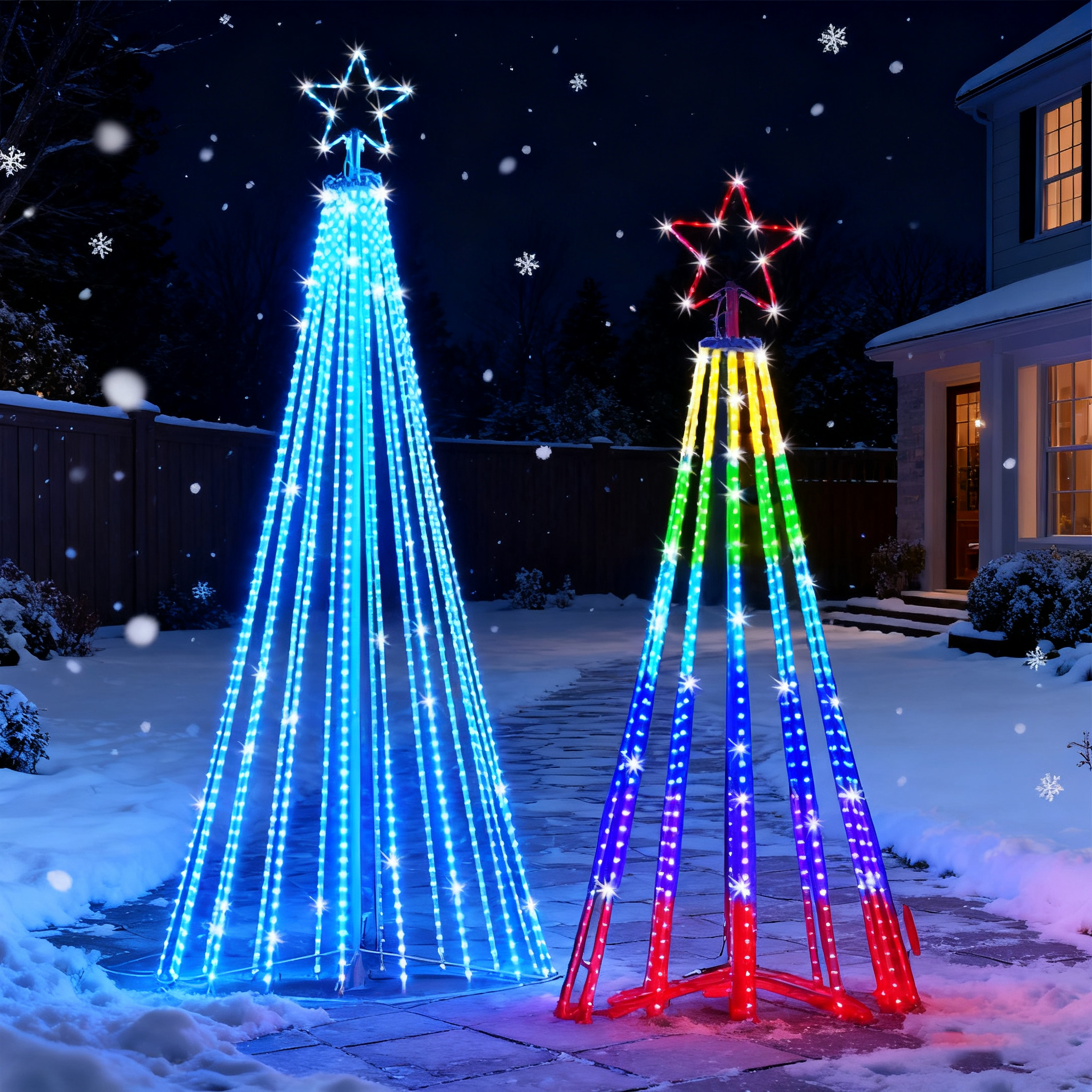 Solar-Powered LED Waterfall St - Star Tree Topper 评论和价格