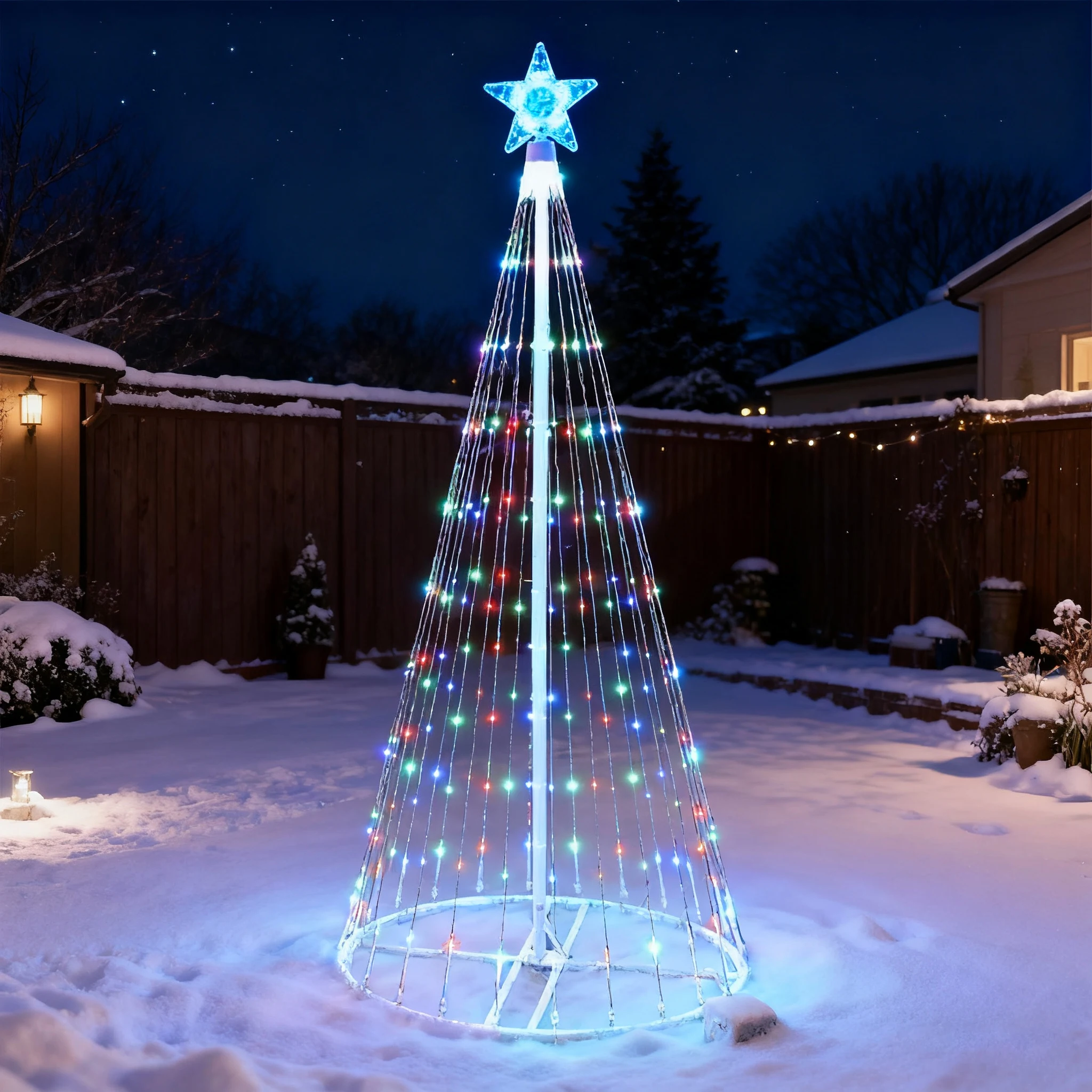 Solar-Powered LED Waterfall St - Star Tree Topper 评论和价格