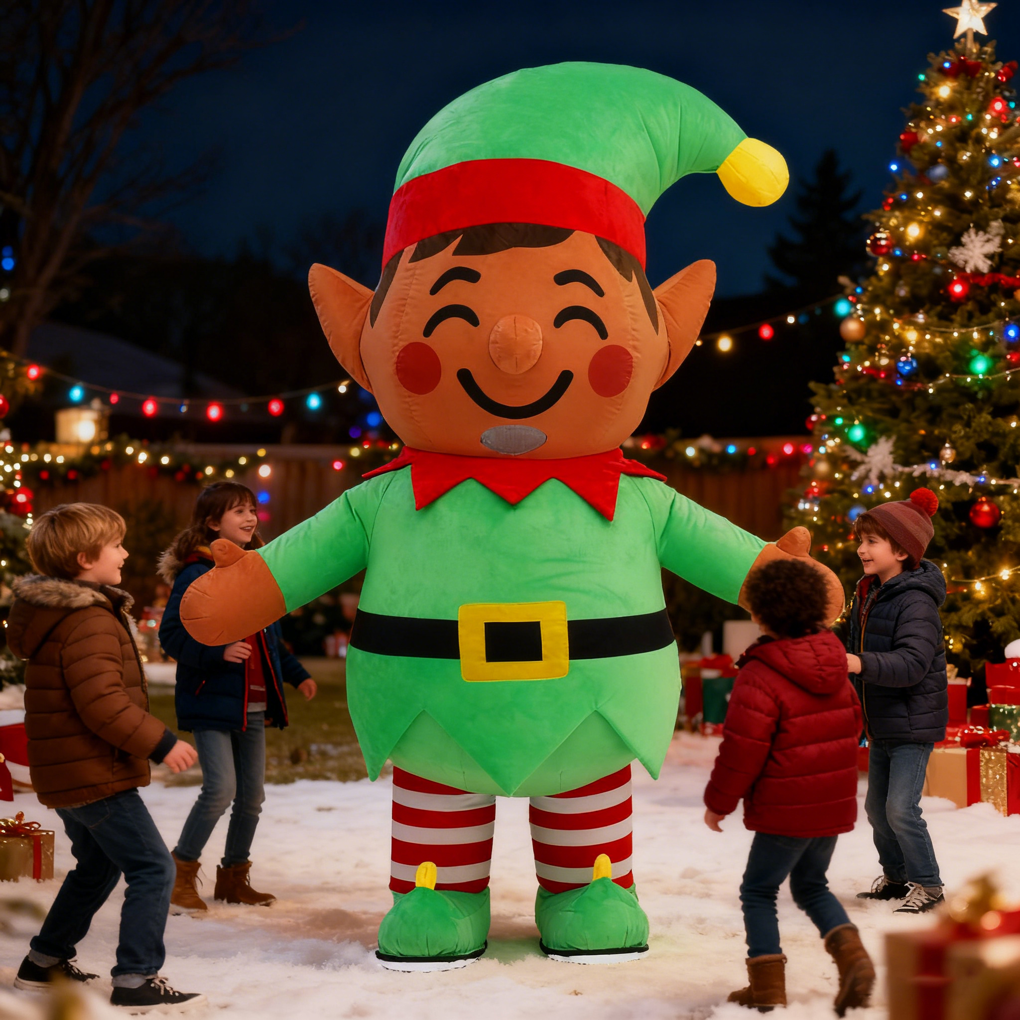 Inflatable Christmas Elf Plush - Elf Costume Christmas 评论和价格