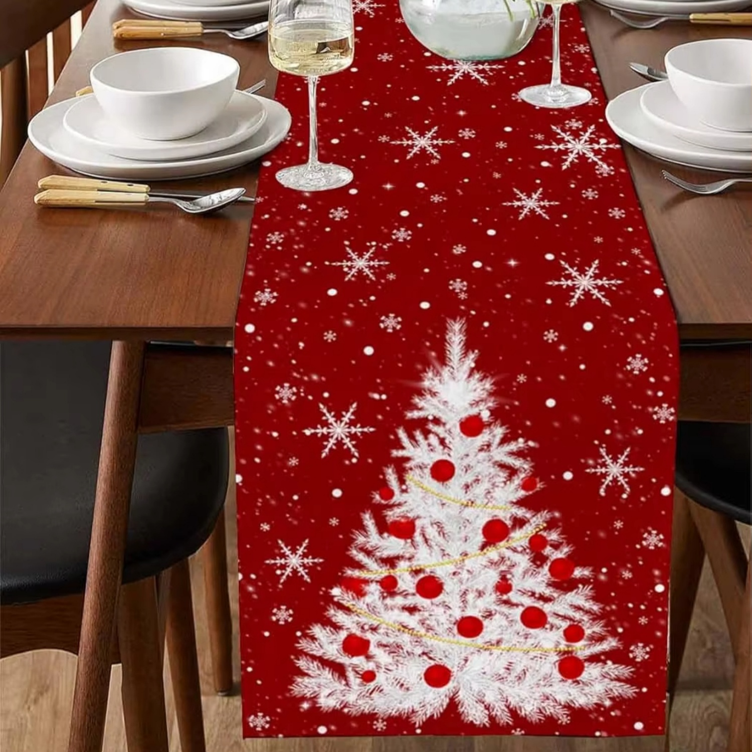 Red Table Runner Christmas Tre - Christmas Table Runner 评论和价格