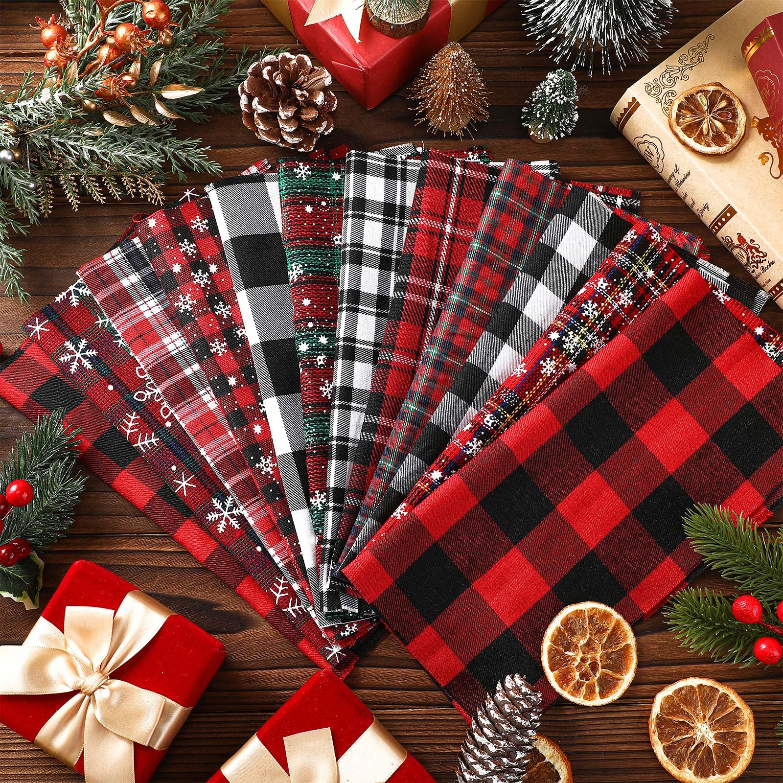 Christmas Plaid Fabric, Red Gr - Christmas Throw Blanket 评论和价格