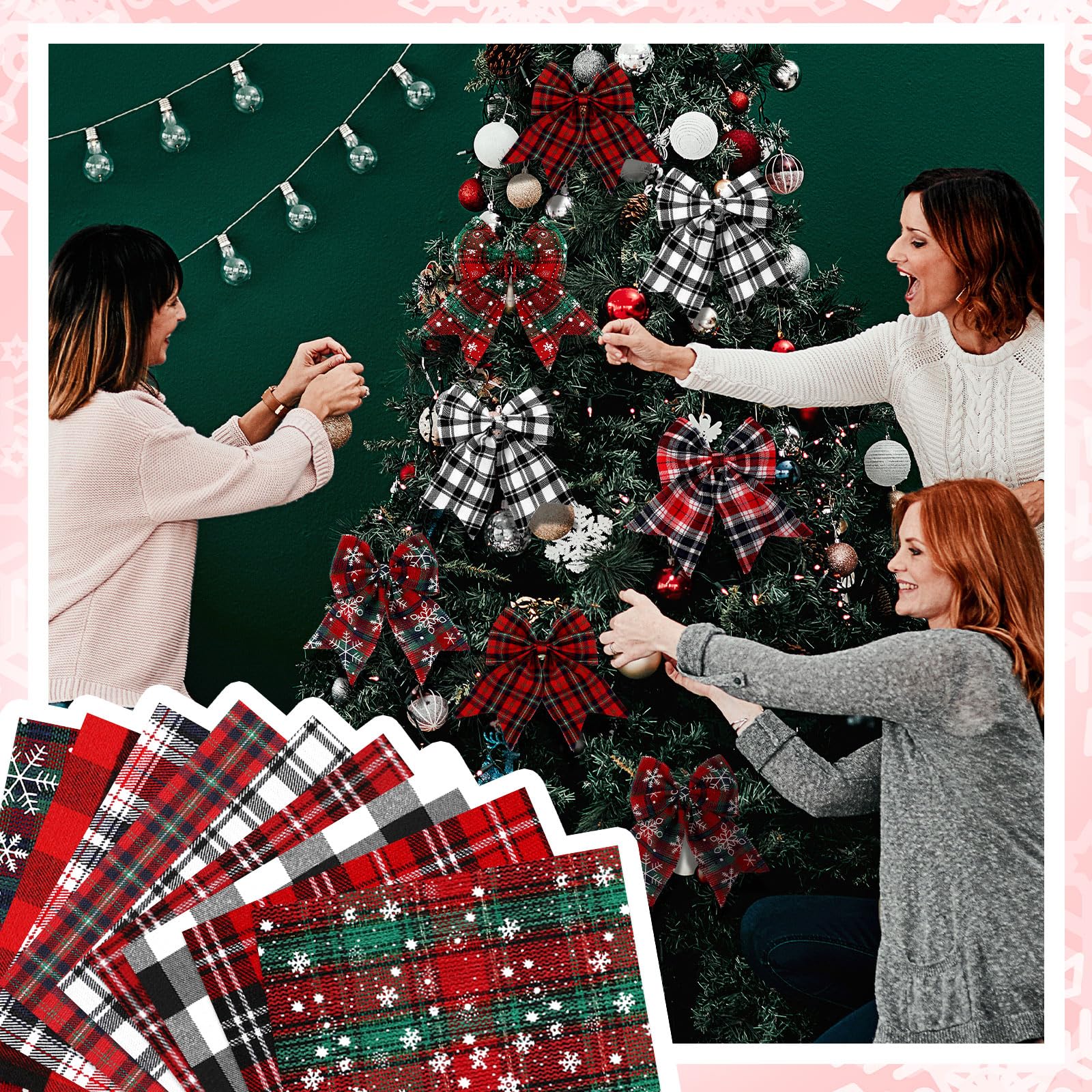 Christmas Plaid Fabric, Red Gr - Christmas Throw Blanket 评论和价格