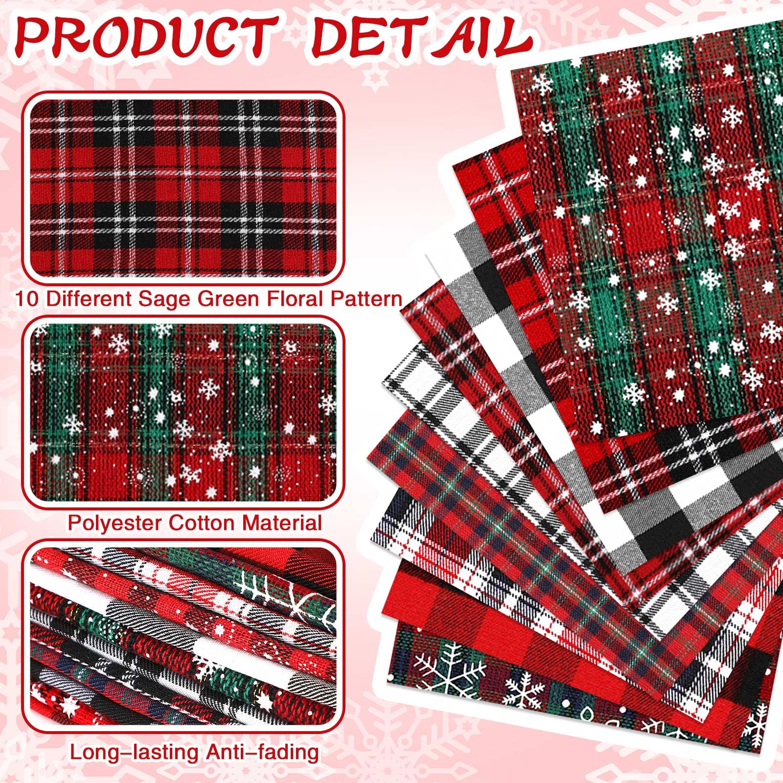 Christmas Plaid Fabric, Red Gr - Christmas Throw Blanket 评论和价格