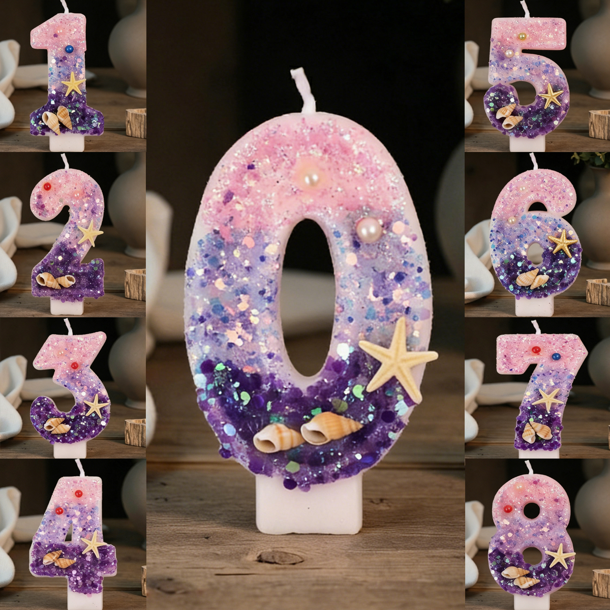 Three Color Gradient Mermaid 0 - Holiday Candle Set 评论和价格