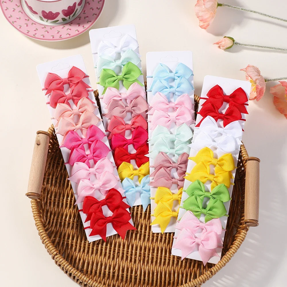 10Pcs Bows Elastic Hair rubber - Ribbon Bow Gift 评论和价格