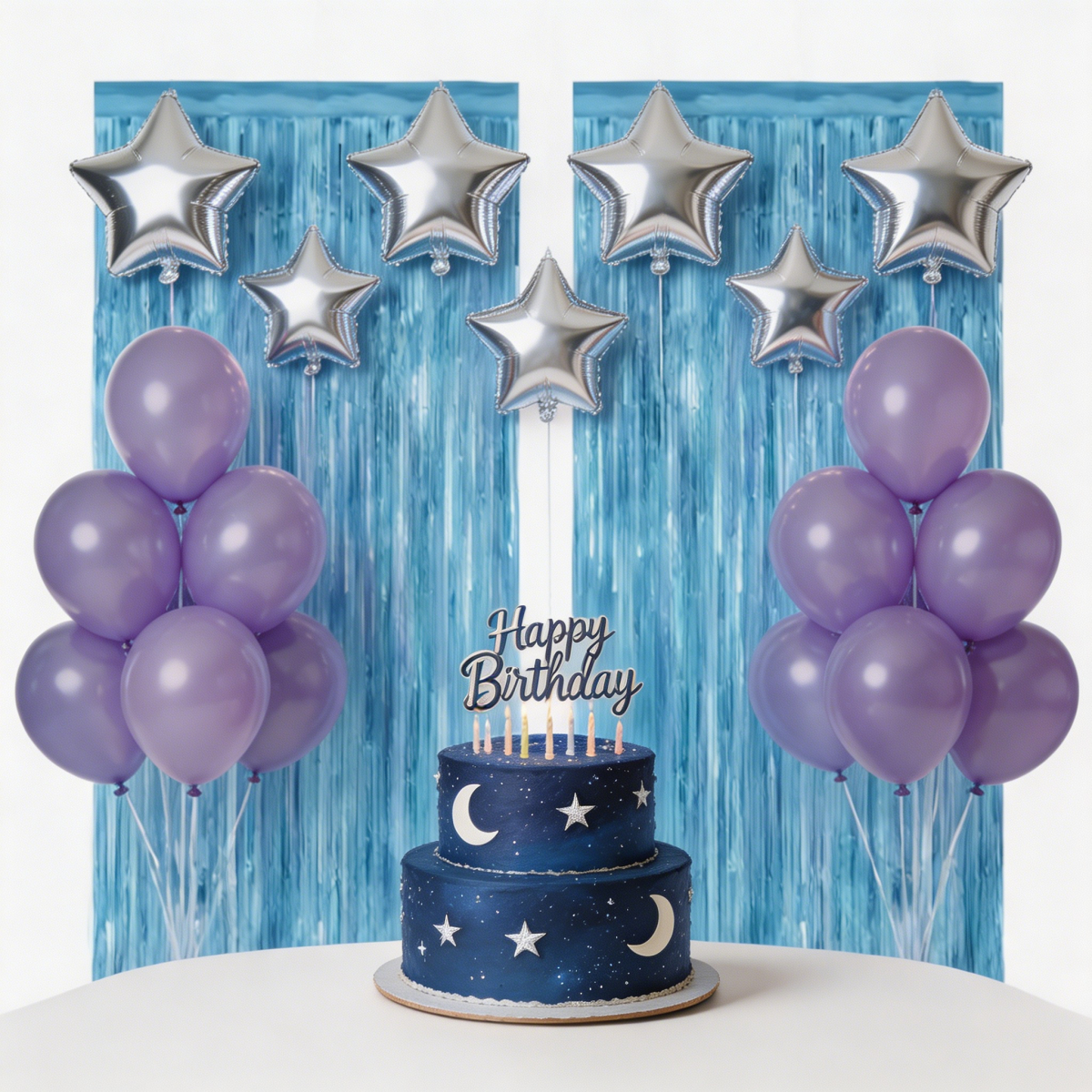 2PCS Light Blue Metallic Foil  - Tinsel Garland Decoration 评论和价格