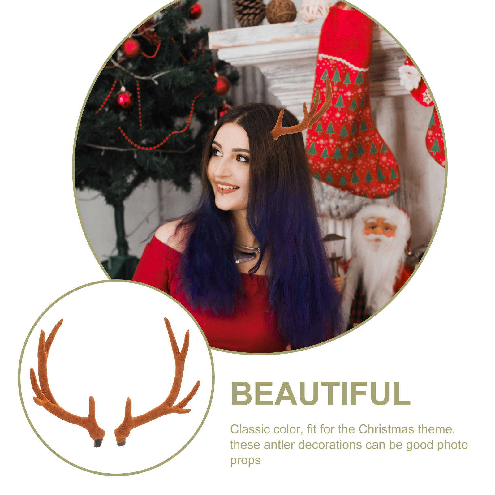 17CM Brown Reindeer Antlers Si - Reindeer Antlers Headband 评论和价格