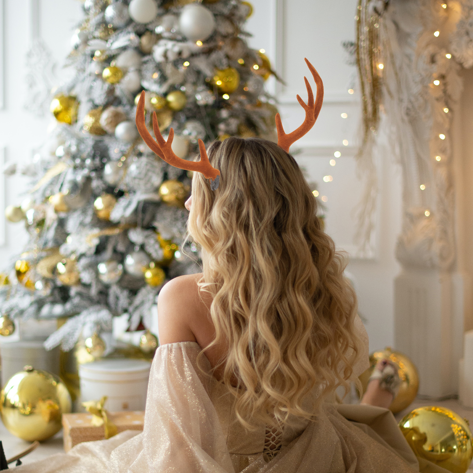 17CM Brown Reindeer Antlers Si - Reindeer Antlers Headband 评论和价格