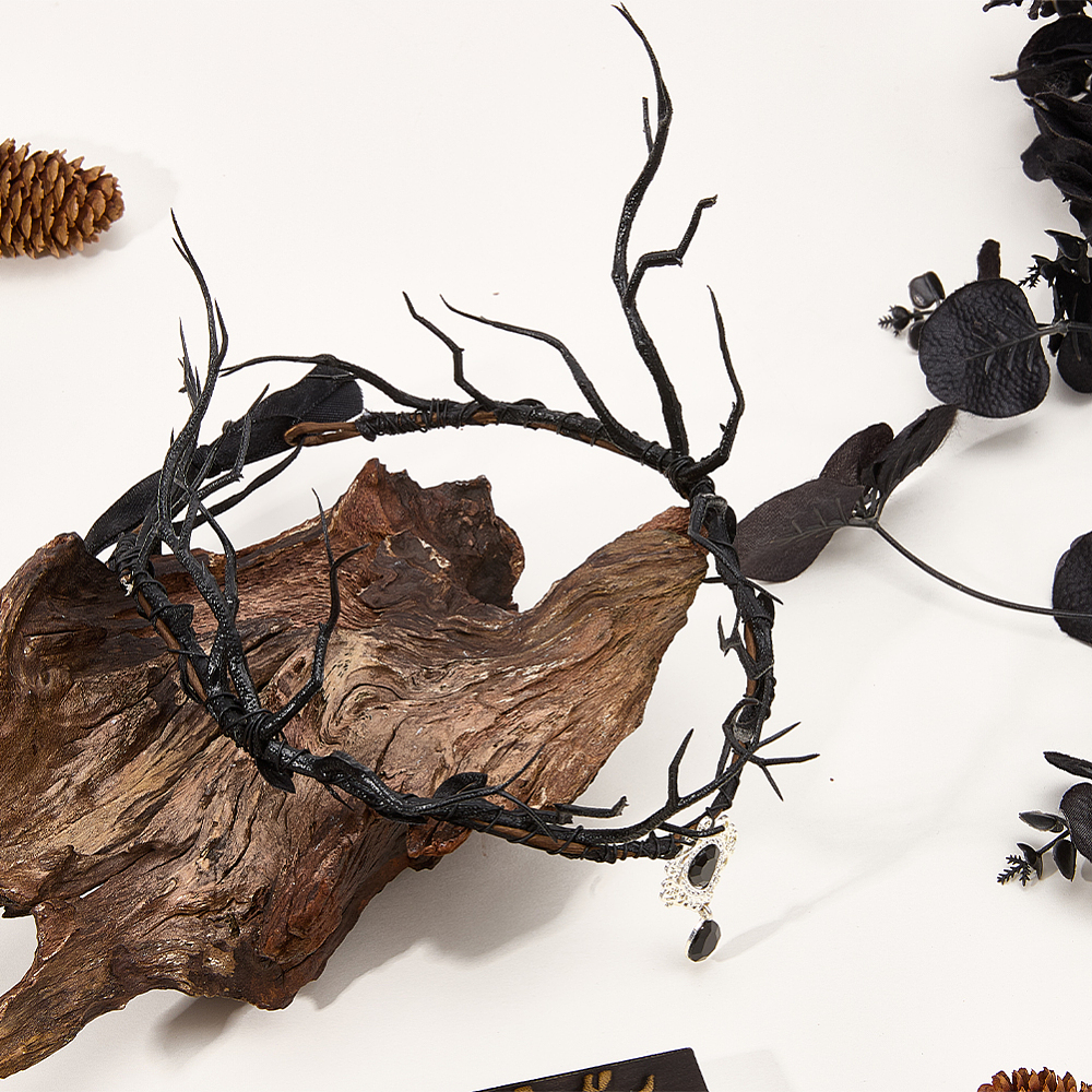 Black Fairy Headpiece Dark Rei - Reindeer Antlers Headband 评论和价格