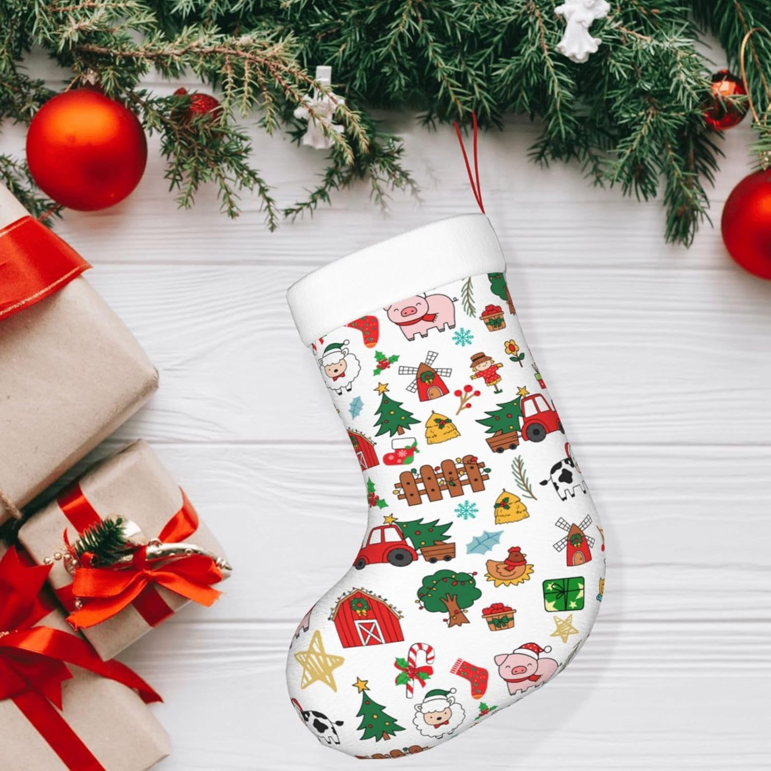 Farm Animals Christmas Stockin - Christmas Stocking Hanging 评论和价格