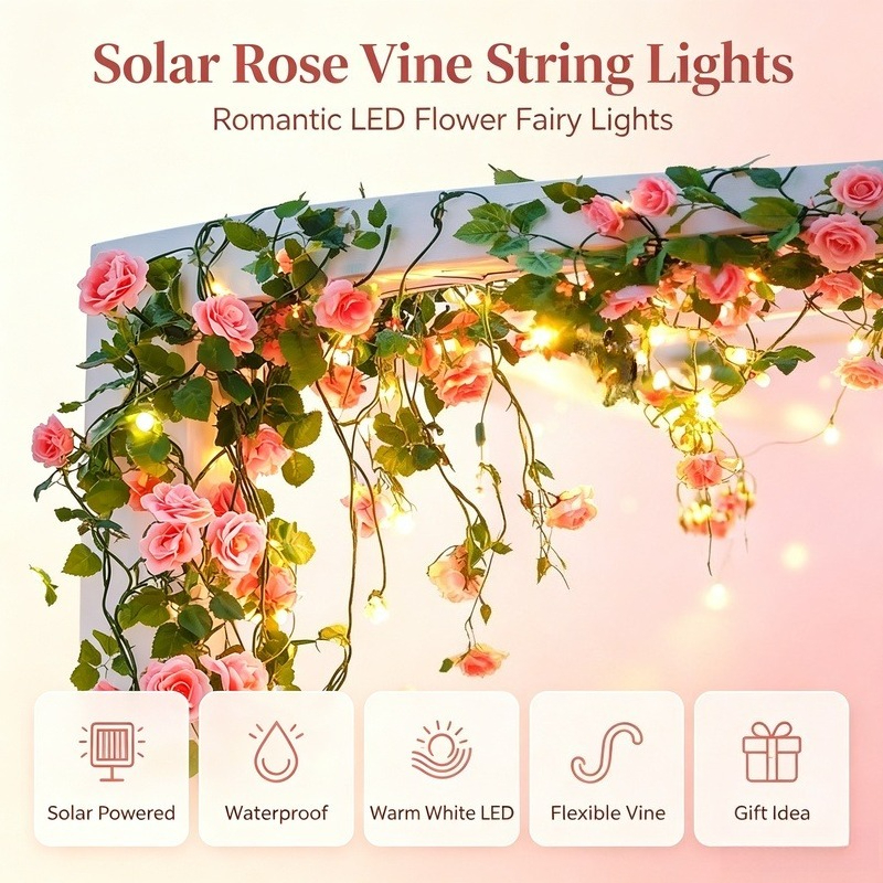 Solar Rose Vine String Lights, - Led Fairy String Lights 评论和价格