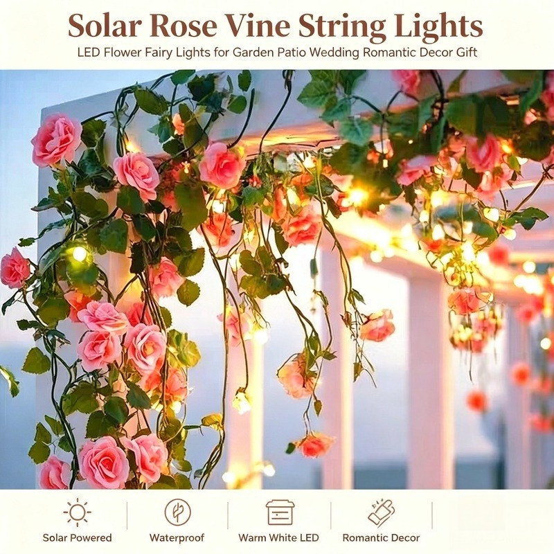 Solar Rose Vine String Lights, - Led Fairy String Lights 评论和价格