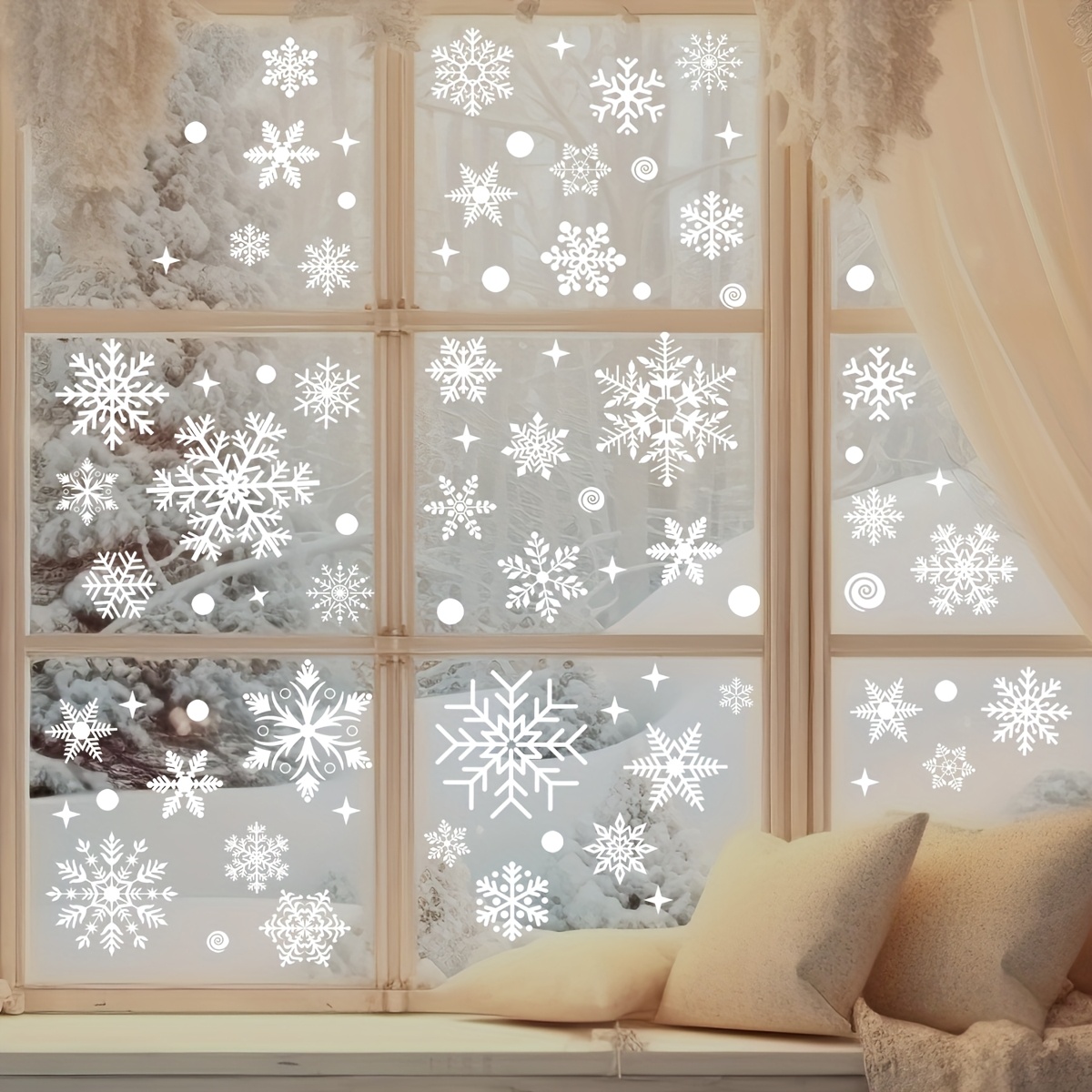 137Pcs Winter Snowflake Static - Snowflake Window Decal 评论和价格