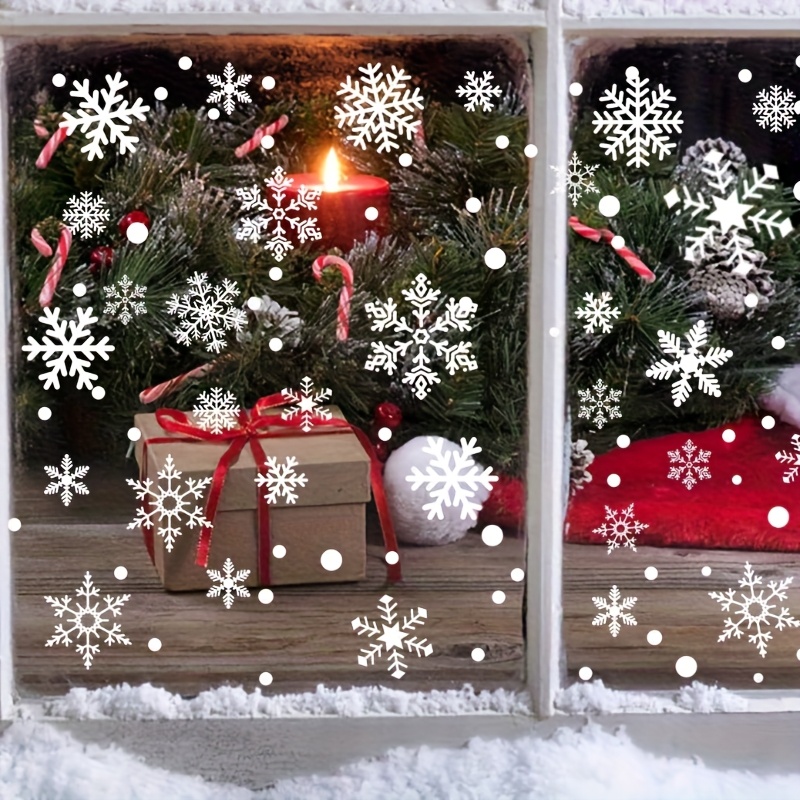 137Pcs Winter Snowflake Static - Snowflake Window Decal 评论和价格