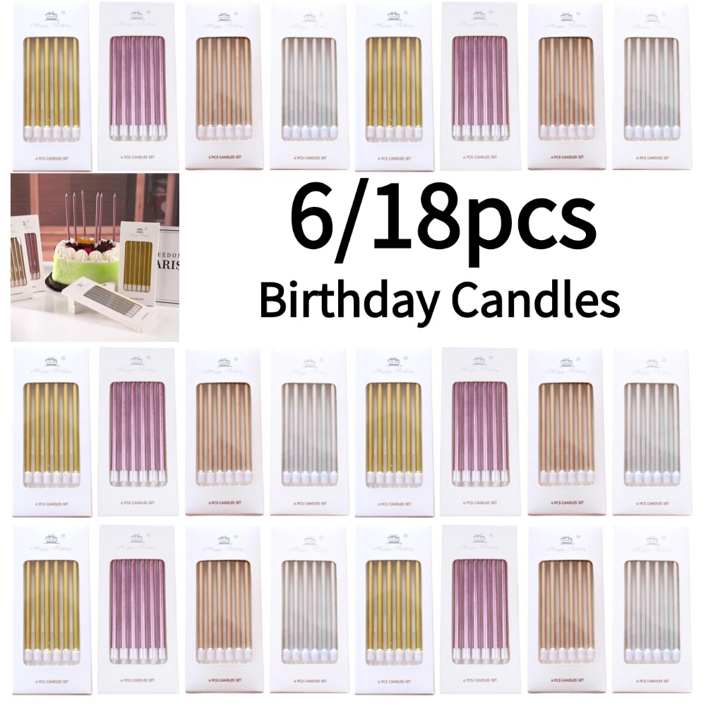 6/18pcs Metal Gold Silver Birt - Holiday Candle Set 评论和价格