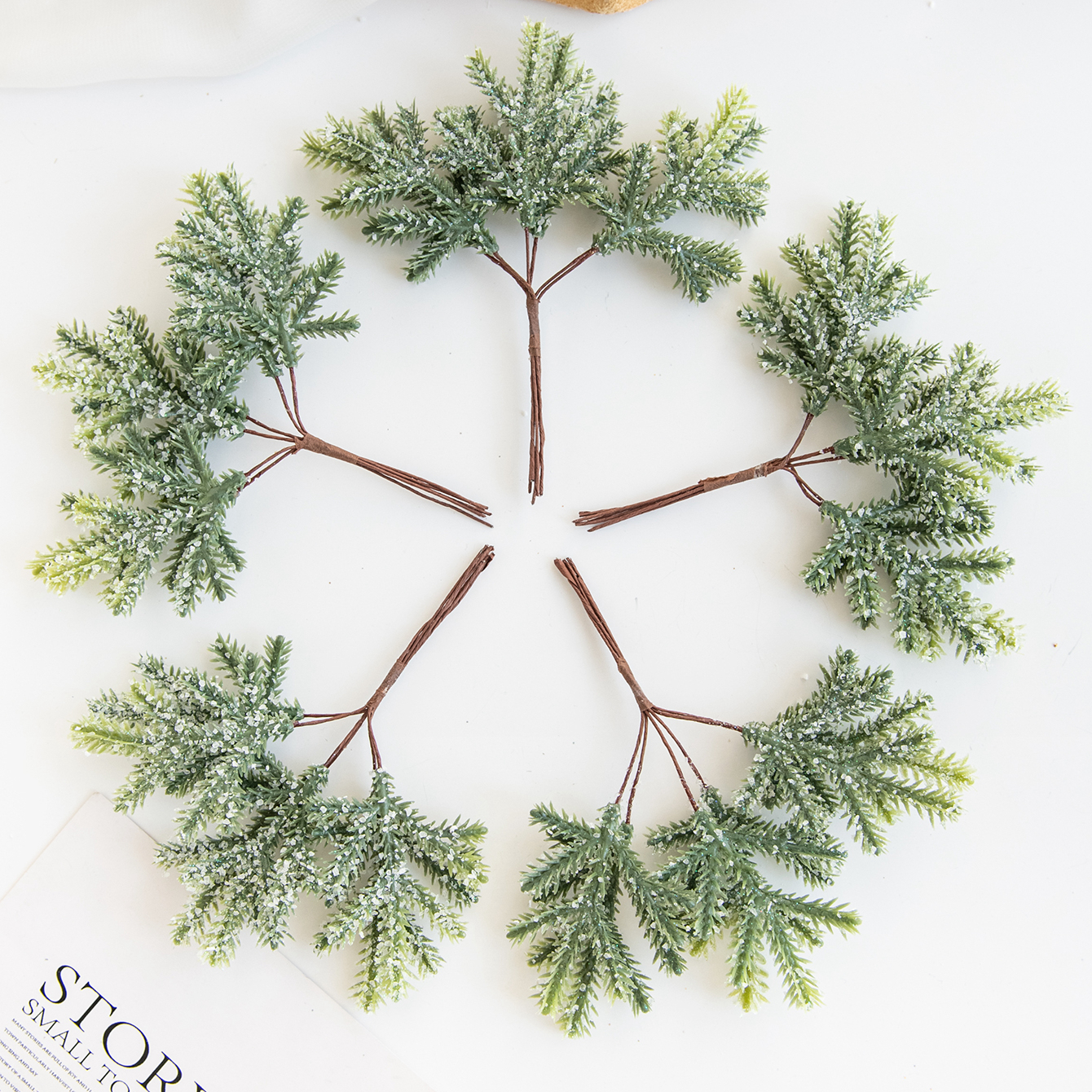6PCS Artificial Plant Green Le - Christmas Wreath Fake 评论和价格