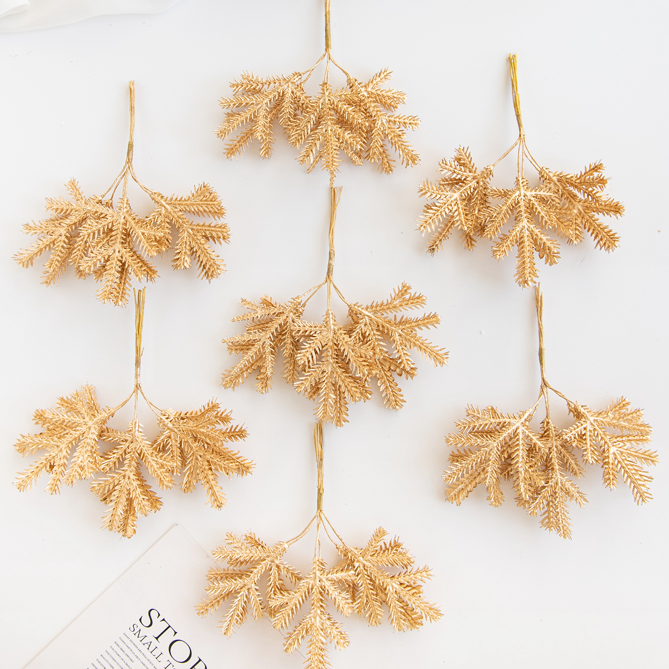 6PCS Artificial Plant Green Le - Christmas Wreath Fake 评论和价格