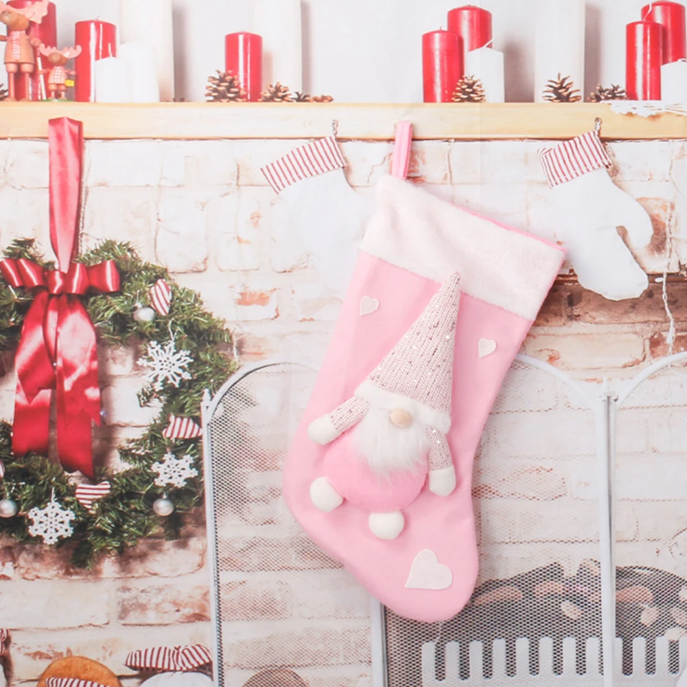 Christmas Plush Santa Claus Fa - Christmas Stocking Hanging 评论和价格