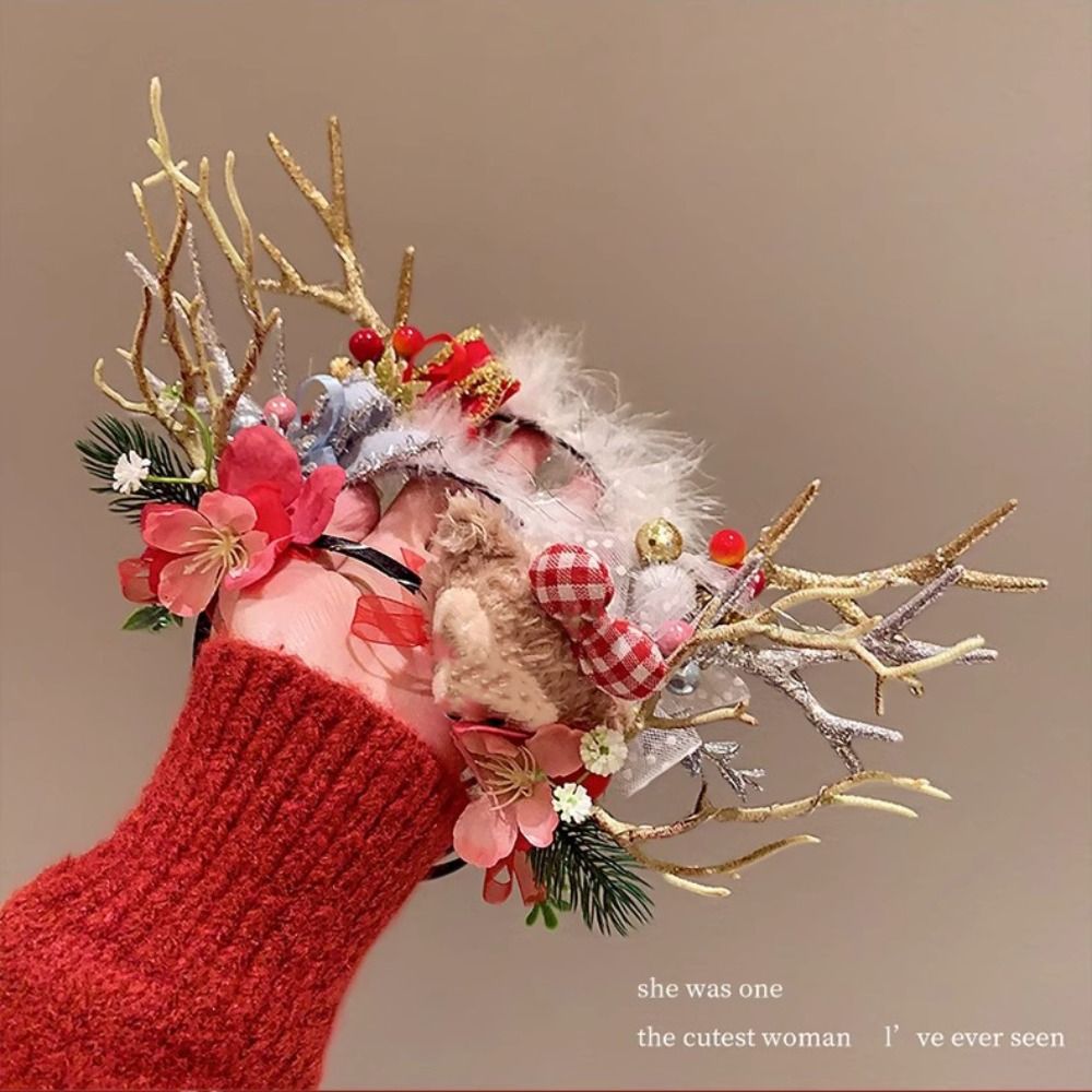 Plush LED Christmas Headband G - Reindeer Antlers Headband 评论和价格