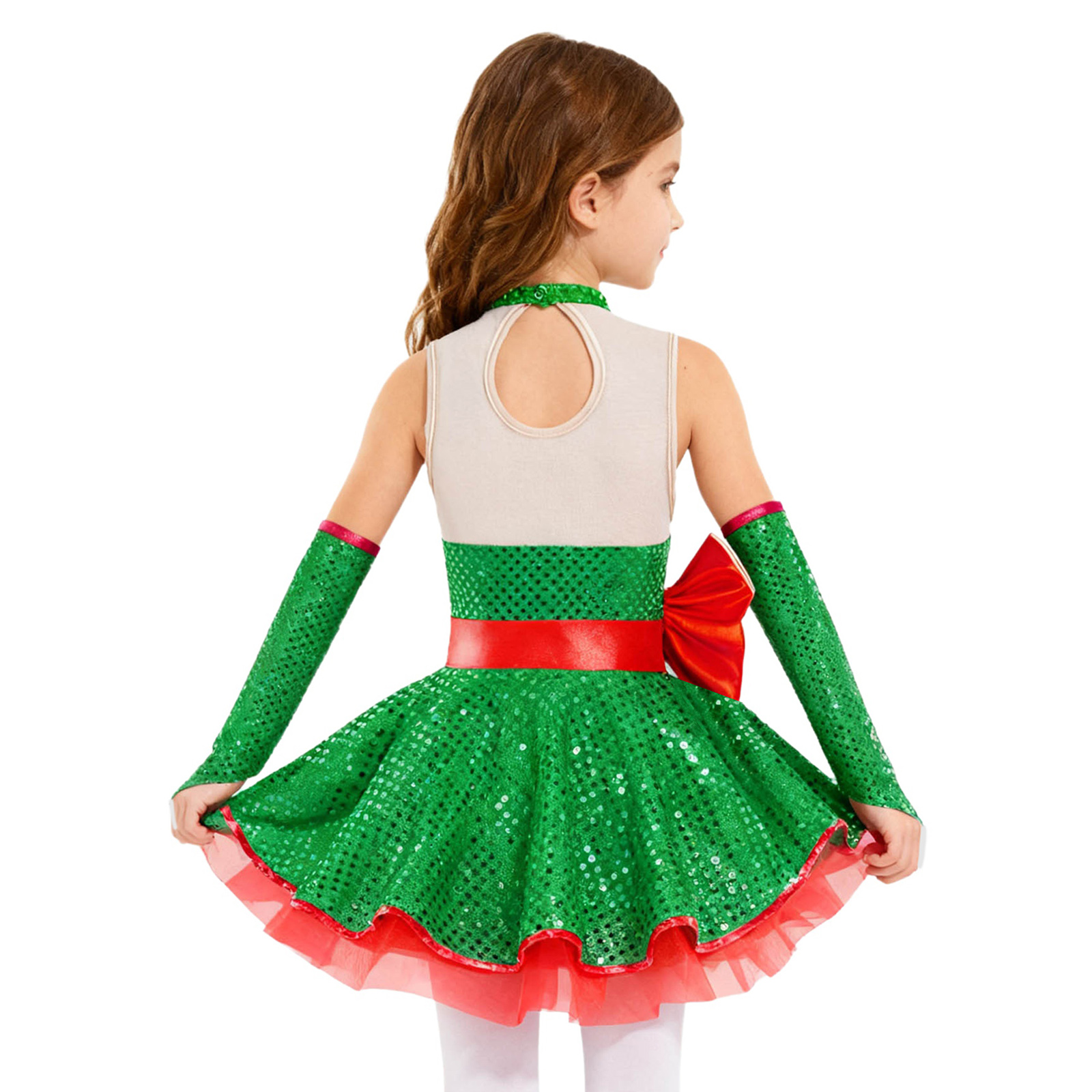 Teen Girls Christmas Sleeveles - Elf Costume Christmas 评论和价格