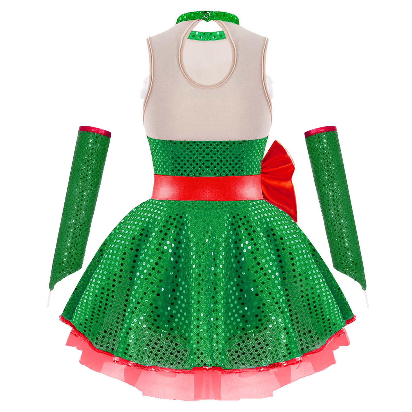 Teen Girls Christmas Sleeveles - Elf Costume Christmas 评论和价格