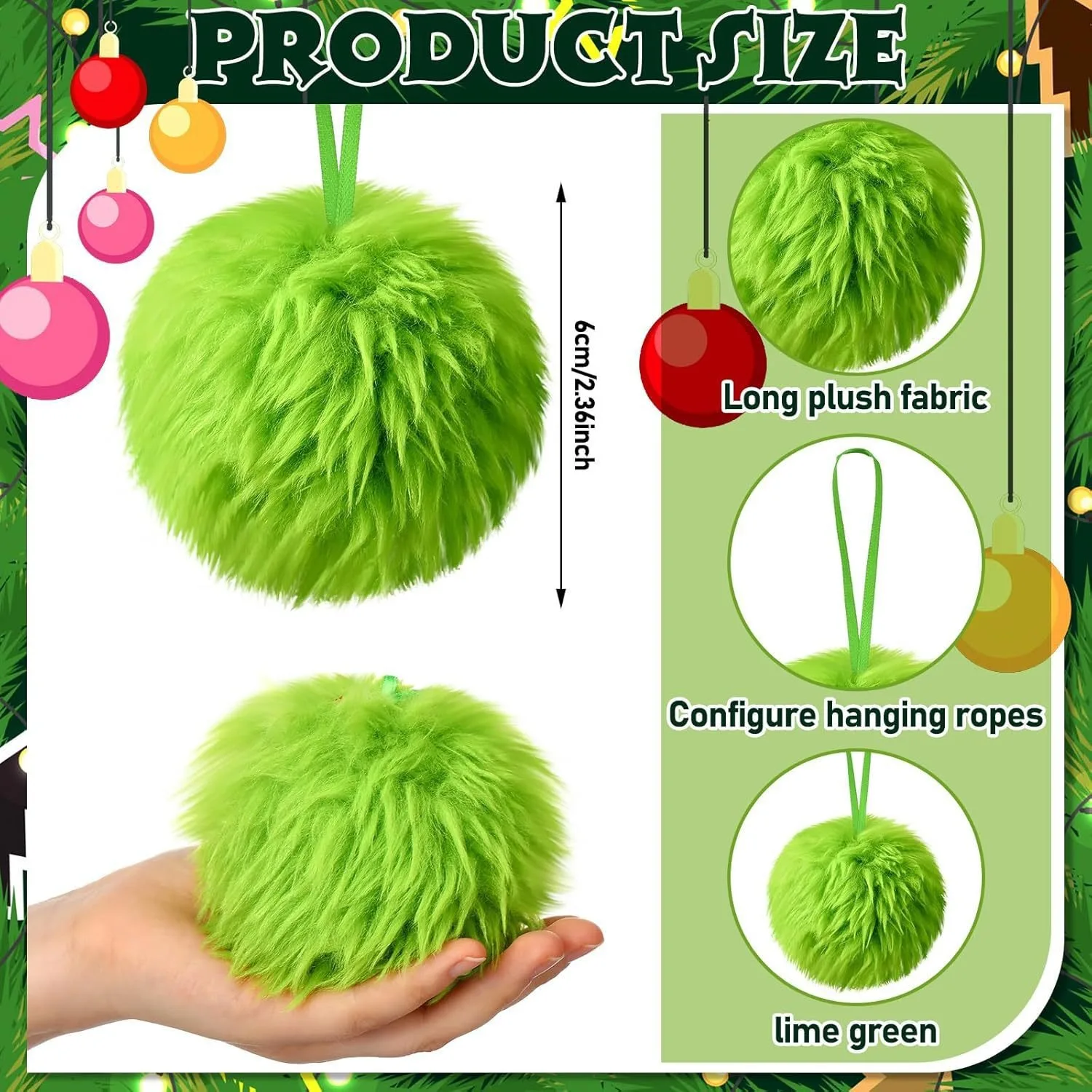 Christmas Green Long Plush Bal - Santa Hat Plush 评论和价格