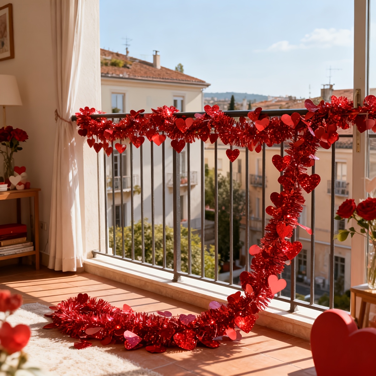 3pcs Red Heart Plastic Tinsel  - Tinsel Garland Decoration 评论和价格