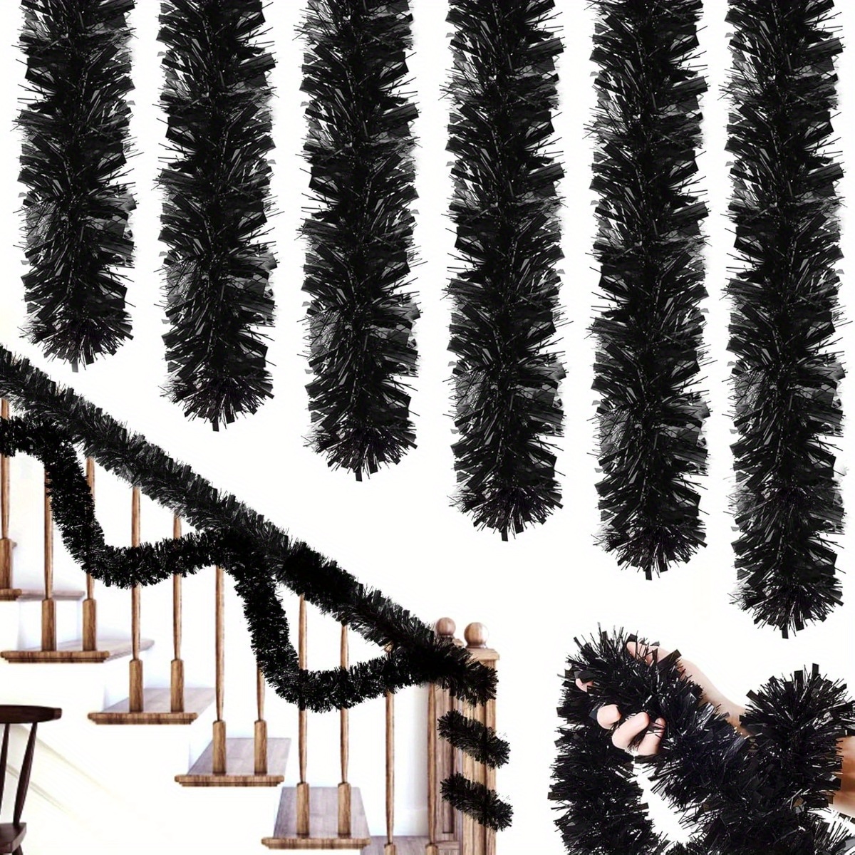 1pcs Black Tinsel Garland in M - Tinsel Garland Decoration 评论和价格