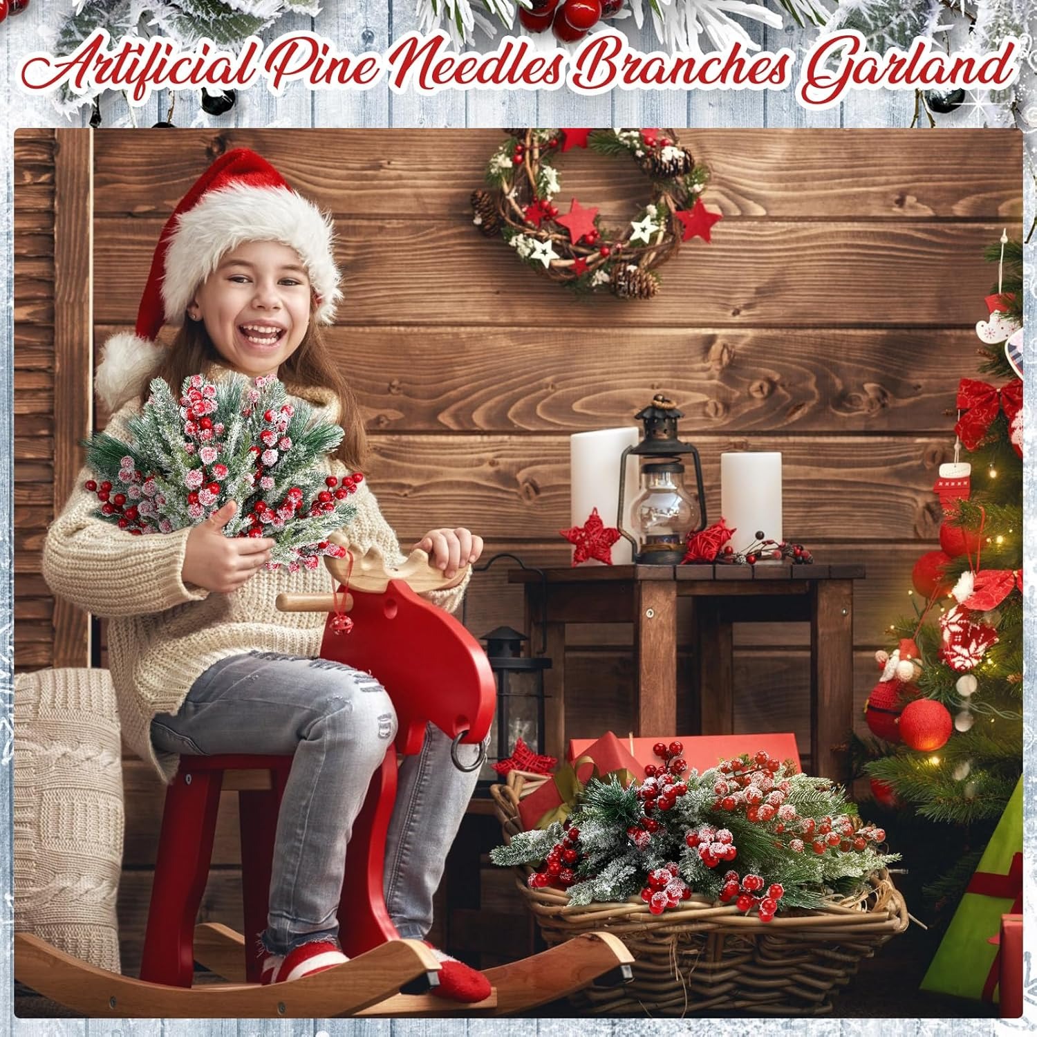 Artificial Snow White Pine Bra - Christmas Wreath Fake 评论和价格