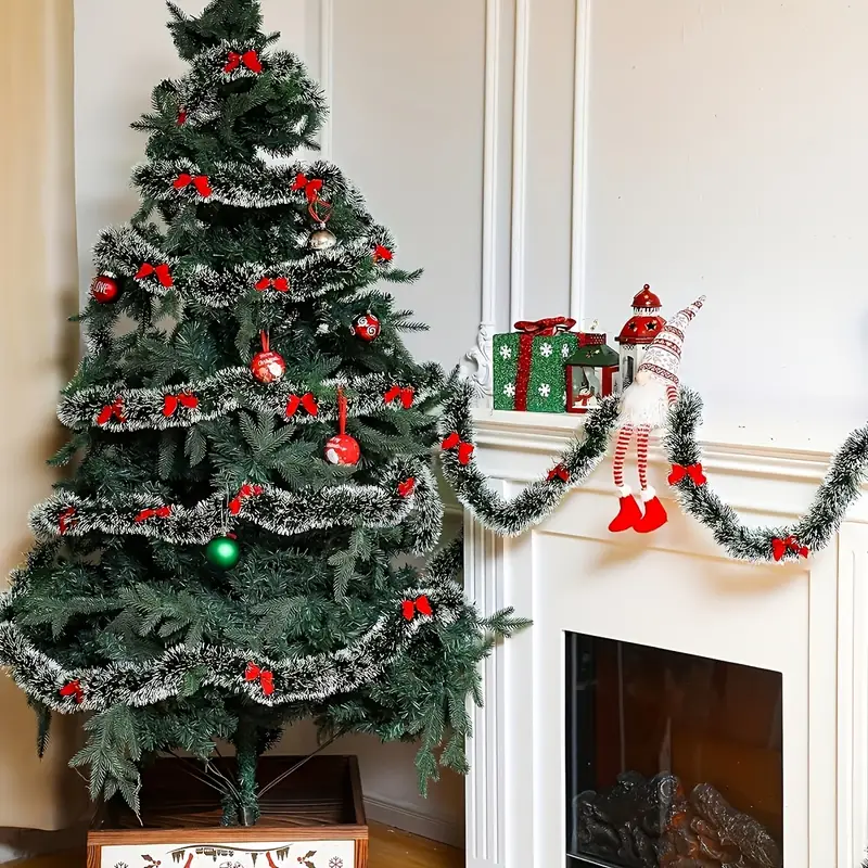 Christmas Bow Tinsel Ribbons G - Tinsel Garland Decoration 评论和价格