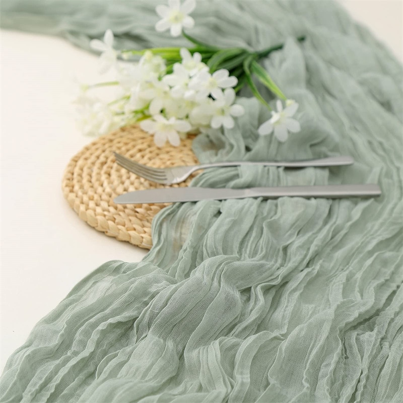 Semi-Sheer Gauze Wedding Party - Christmas Table Runner 评论和价格